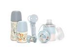 Babygeschenkset , Pastellblau , Kunststoff , 6-teilig , Floral , 150;270 ml , 44x22x8 cm , unisex , Pflegen, Babypflegeprodukte