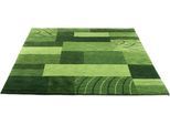Wollteppich THEKO "Domas 4028", grün, B:60cm H:12mm L:90cm, Schurwolle, Teppiche, Wollteppich, Kurzflor, reine Wolle, handgeknüpft, modernes Patchwork Design