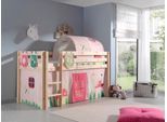 Vipack Hochbett »Pino, Spielbett massiv Kiefer, stabil gebaut, 3 Korpusfarben zur Wahl«, (inkl. Rolllattenrost, Leiter und Absturzschutz, mit oder ohne Rutsche), Textil-Set "Spring", inkl. Vorhang, mit oder ohne Tunnel