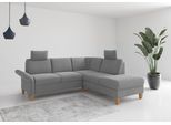 Ecksofa HOME AFFAIRE "Rochelle, L-Form", grau, B:240cm H:90cm T:216cm, 100% Polyester, Sofas, Ecksofa, wahlweise mit Armteilverstellung, Bettfunktion und Bettkasten