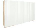 Schwebetürenschrank WIMEX "Level by fresh to go", braun (plankeneichefarben, weißglas), B:350cm H:236cm, Schränke, Schwebetürenschrank, mit Glastüren und Synchronöffnung