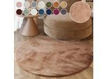 Hochflor-Teppich ESPRIT "Alice ESP-4377 Kunstfell", rosa (puder rosa), H:25mm Ø:150cm, Kunstfaser, Teppiche, Kaninchenfell-Haptik, besonders weich und dicht, für alle Räume