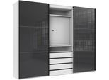 Schwebetürenschrank WIMEX "Magic by fresh to go", weiß (weiß, außentüren grauglas), B:300cm H:236cm T:65cm, Schränke, Schwebetürenschrank, tolles EXTRA: mit drehbarem TV-Element, Fronten aus Glas
