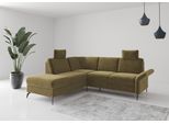 Ecksofa HOME AFFAIRE "Rochelle", grün (olive), B:240cm H:93cm T:216cm, 100% Polyester, Sofas, Ecksofa, wahlweise mit Bettfunktion, Bettkasten und Armteilverstellung
