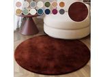 Hochflor-Teppich ESPRIT "Alice ESP-4377 Kunstfell", rot (bordeaux), H:25mm Ø:150cm, Kunstfaser, Teppiche, Kaninchenfell-Haptik, besonders weich und dicht, für alle Räume