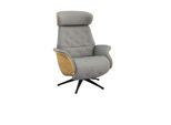 Relaxsessel FLEXLUX "Volden elektrischer Funktionsessel", grau (sophisto grau), B:81cm H:111cm T:90cm, 100% Polyester, Sessel, Relaxsessel, Größe M, Rücken & Fußteil elektrisch, Akku, Arml. Eiche, Fuß schwarz