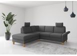 Ecksofa HOME AFFAIRE "Rochelle, L-Form", grau (dunkelgrau), B:240cm H:90cm T:216cm, 95% Polyester 5% Polyamid, Sofas, Ecksofa, wahlweise mit Armteilverstellung, Bettfunktion und Bettkasten