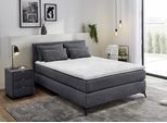 Boxspringbett JOCKENHÖFER GRUPPE "Paulina, inkl. Topper und Kissen, Härtegrade wählbar", grau (anthrazit 417, 09), B:144cm L:209cm, Bezug Bett: Chenille (100% Polyester);Topper und Matratzenspiegel: 100% Polyester, Komplettbetten, Boxspringbett, 140x200 cm oder 180x200cm