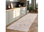 Teppich AYYILDIZ TEPPICHE "POMPEI 1614", beige (creme), B:80cm H:12mm L:250cm, Microfaser, Teppiche, Teppich, Läufer, pflegeleichte Oberfläche, leicht zu reinigen, Kurzflor