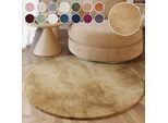 Hochflor-Teppich ESPRIT "Alice ESP-4377 Kunstfell", beige, H:25mm Ø:100cm, Kunstfaser, Teppiche, Kaninchenfell-Haptik, besonders weich und dicht, für alle Räume