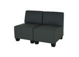 Modular 2-Sitzer Sofa Couch Moncalieri, Kunstleder ~ dunkelgrau, ohne Armlehnen