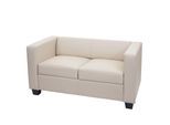 2er Sofa Lille, Kunstleder ~ creme