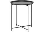 Outsunny Beistelltisch klappbar Ø46 x 50 cm Rund wetterfest Balkontisch , Schwarz , Metall , 46x50x46 cm , Gartenmöbel, Gartentische, Beistelltische outdoor