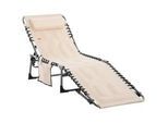 Outsunny Sonnenliege klappbar , Beige , Metall , 57x30x188 cm , Gartenmöbel, Gartenliegen