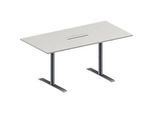 Schäfer Shop Genius Konferenztisch MODENA FLEX, 6-fach Anschluss, Rechteck, T-Fuss Rundrohr, B 1600 x T 800 x H 650-850 mm, lichtgrau/weissalu