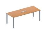 Schäfer Shop Genius Konferenztisch MODENA FLEX, 6-fach Anschluss, Rechteck, 4-Fuss Quadratrohr, B 2000 x T 800 x H 720-840 mm, Buche/weissalu