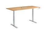 Schäfer Shop Genius Konferenztisch MODENA FLEX, 6-fach Anschluss, elektrisch höhenverstellbar, Boot, B 2000 mm, Buche/weissalu