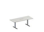 Schäfer Shop Genius Konferenztisch MODENA FLEX, 6-fach Anschluss, Rechteck, T-Fuss Rechteckrohr, B 2000 x T 800 x H 650-850 mm, lichtgrau/weissalu