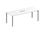 Schäfer Shop Genius Konferenztisch MODENA FLEX, 6-fach Anschluss, Rechteck, 4-Fuss Rundrohr, B 2000 x T 800 x H 720-840 mm, weiss/weissalu