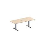 Schäfer Shop Genius Konferenztisch MODENA FLEX, 6-fach Anschluss, Rechteck, T-Fuss Rechteckrohr, B 2000 x T 800 x H 650-850 mm, Ahorn/weissalu