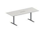 Schäfer Shop Genius Konferenztisch MODENA FLEX, 6-fach Anschluss, Rechteck, T-Fuss Rundrohr, B 2000 x T 800 x H 650-850 mm, lichtgrau/weissalu