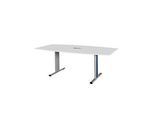 Schäfer Shop Select Besprechungstisch Planova Basic, mit Tischanschlussfeld, Boot, T-Fuss, B 2000 x T 1000 x H 717 mm, lichtgrau/weissaluminium RAL 9006