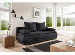 Schlafsofa WERK2 "Biggi komfortabel & elegant, Schlaffunktion, Bettkasten, Breite 206 cm", grau (anthrazit), B:206cm H:88cm T:91cm, 100% Polyester, Sofas, Schlafsofa, inkl. losen Kissen, Bouclé APHRODITE, Anthrazit