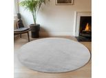 Teppich AYYILDIZ TEPPICHE "JOY 1400", silber, H:11mm Ø:200cm, Polyester, Teppiche, Teppich, uni Kurzflor, Wohnzimmer, viele Größen