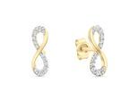 Paar Ohrstecker VIVANCE "333/- Gelbgold glanz bicolorZirkonia Infinity", bunt (mehrfarbig, weiß), Ohrringe, Damen, one-size, Gold