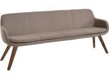 Essbank MUSTERRING "Tavia", grau (taupe, wild, nussbaum), B:200cm H:87cm T:66cm, 100% PES, Sitzbänke, Essbank, Stativgestell Wildnussbaum massiv geölt, Breite 180, 200 oder 220 cm