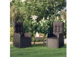 vidaXL Garten-Liegestühle 2 Stk. mit Auflagen Poly Rattan Schwarz