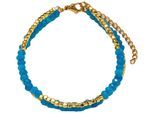 Armband FIRETTI "Schmuck Geschenk Edelstahl Armschmuck Armkette Edelstein", blau (gelbgoldfarben, goldfarben, blau, goldfarben, blau), Armbänder, Damen, 23cm, Edelstahl, Armband, Made in Germany - mit Hämatit, Jade