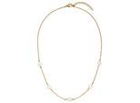 Kette ohne Anhänger JOBO "mit 5 Perlen", gold (goldfarben), Halsketten, Damen, Edelstahl, L: 46, Edelstahl goldfarben 42-45 cm