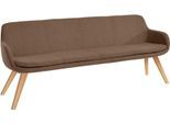 Essbank MUSTERRING "Tavia", braun (caramel, eiche bianco), B:200cm H:87cm T:66cm, 100% PES, Sitzbänke, Essbank, Stativgestell aus Eiche bianco massiv, Breite 180, 200 oder 220 cm
