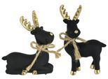 Dekofigur I.GE.A. "Tierfigur Elch", schwarz, B:7cm H:8cm, Polyresin, Dekofiguren, Figur Rentier Skulptur Statue Weihnachtsdeko Hirsch Dekohirsch Advent