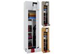 VCM Holz- Besenschrank 6 Fächer Maße: B. 70 x H. 237 x T. 40 cm Haushaltsschrank Mehrzweckschrank Aufsatz mit 2 Türen Extra Schublade - Vandol