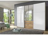 Schwebetürenschrank WIMEX "Magic by fresh to go", braun (plankeneichefarben, außentüren weißglas), B:300cm H:236cm T:65cm, Schränke, Schwebetürenschrank