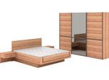 Schlafzimmer-Set MUSTERRING "Sorrent, Kleiderschrank, Bett & Nachtkommoden, teilmassiv Eiche", braun, Schrank 300cm Breit / 236cm Hoch + ohne Matratze, B/H: 180cm x 200cm, Schrank 300cm Breit / 236cm Hoch, Glas, Hartfaserplatte, Holz teilmassiv, Holzwerkstoff, Massivholz, Schlafzimmermöbel-Sets, mit Schwebetürenschrank, Bett schwebende Optik, Breite Schrank 250cm