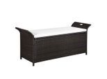 vidaXL Truhenbank mit Polster 138 cm Poly Rattan Braun