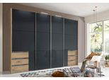 Schwebetürenschrank WIMEX "Level by fresh to go", grau (plankeneichefarben, grauglas), B:300cm H:216cm, Schränke, Schwebetürenschrank, mit Glastüren und Synchronöffnung