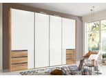 Schwebetürenschrank WIMEX "Level by fresh to go", braun (plankeneichefarben, weißglas), B:300cm H:216cm, Schränke, Schwebetürenschrank, mit Glastüren und Synchronöffnung