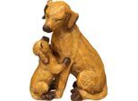 Dekofigur AMBIENTE HAUS "Hund mit Welpe", braun, Metall, Dekofiguren, klein
