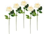 Kunstblume I.GE.A. "Rose", weiß, B:9cm H:45cm L:10cm, Kunstpflanzen, 5er Set künstliche Rosen, Seidenrosen, Bouquet, Kunstzweig, Kunstrose