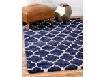 Hochflor-Teppich "Temara Shag, LAGERRÄUMUNG", blau (marineblau, elfenbeinfarben), B:152cm H:51mm L:244cm, Polypropylen (PP), MYFLAIR MÖBEL & ACCESSOIRES, Teppiche, gewebt, weich & kuschelig, ideal im Wohnzimmer & Schlafzimmer