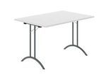 Schäfer Shop Select Klapptisch, Rechteck, Doppel-T-Fussgestell, Spezial-Klappbeschlag & Bodenausgleich, B 1200 x T 800 x H 720 mm, lichtgrau/anthrazit