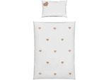 Patinio Babybettwäsche , Weiß, Pink , Textil , Herz , 100x135 cm , Oeko-Tex® Standard 100 , pflegeleicht, weiche und anschmiegsame Oberfläche , Schlafen, Babytextil-Kollektionen