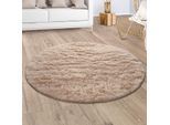 Hochflor-Teppich PACO HOME "Silky 591", beige, H:37mm Ø:80cm, Polyester, Teppiche, Uni Farben, besonders weich und kuschelig