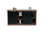 Sideboard MCW-K75, Highboard Regal Schrank Schiebetüre 7 Fächer Holz-Optik Industrial Metall 84x150x40cm ~ braun