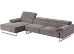 Egoitaliano Ecksofa "Malika, edel und bequem, Designsofa mit hochwertigen Bezügen, L-Form" mit Recamiere, inkl. Kopfteilverstellung und chromfarbenen Metallfüssen