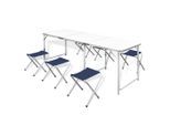 vidaXL Klappbarer Campingtisch mit 4 Hocker Höhenverstellbar 180x60 cm
